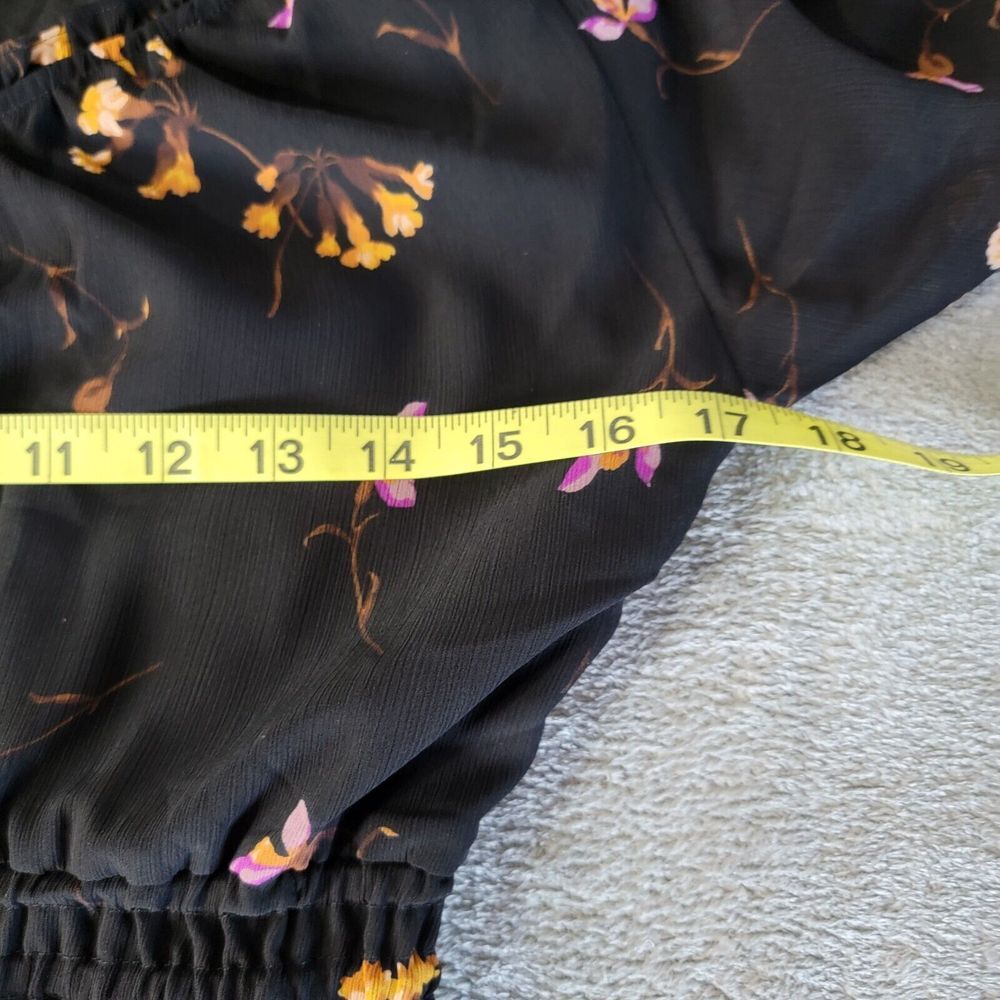 Madewell Black Floral V-Neck Dolman Sleeve Lined Midi Dress Size‎ XS - Picture 5 of 8
